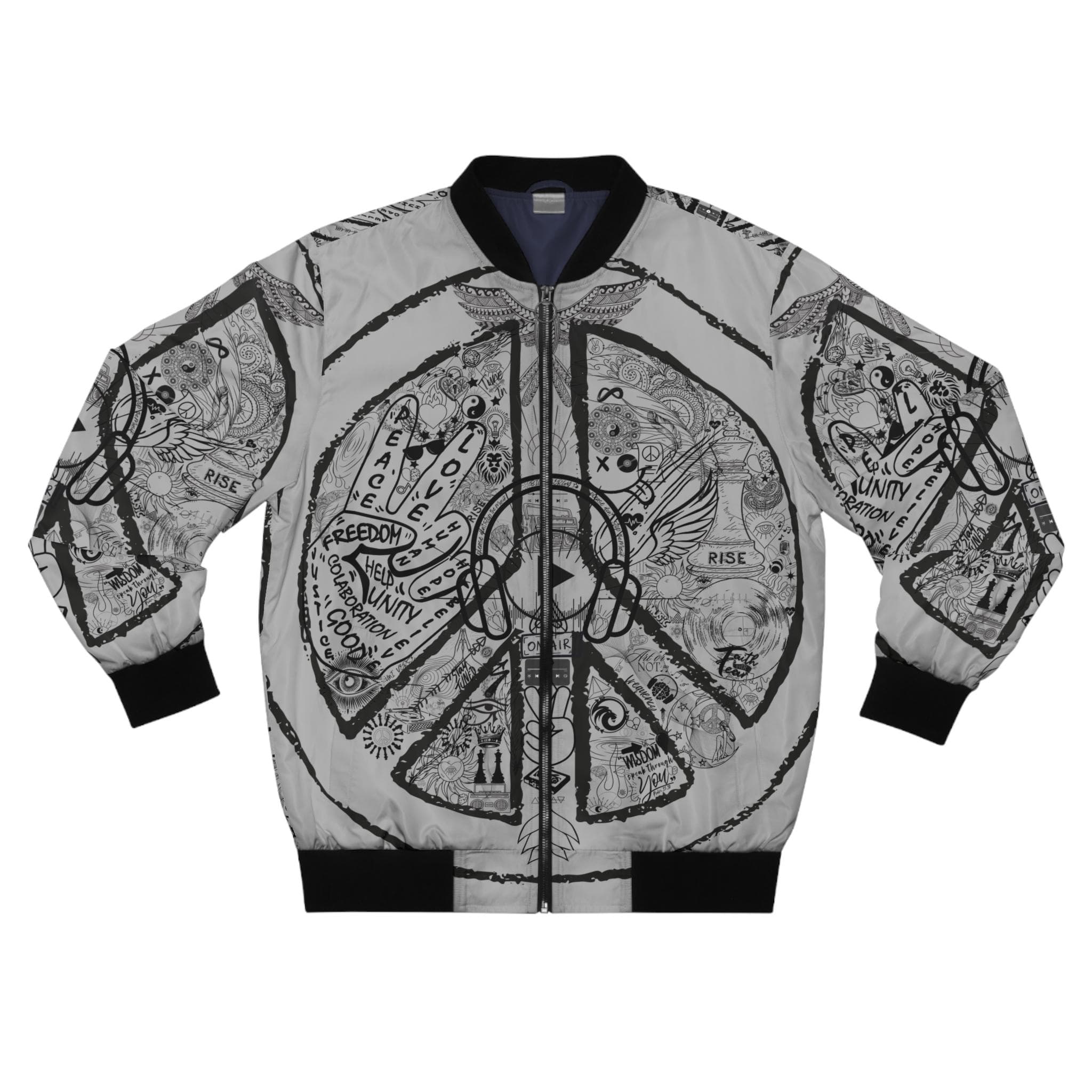 Bomber Jacket, Men´s PEACE and LOVE, Light Grey
