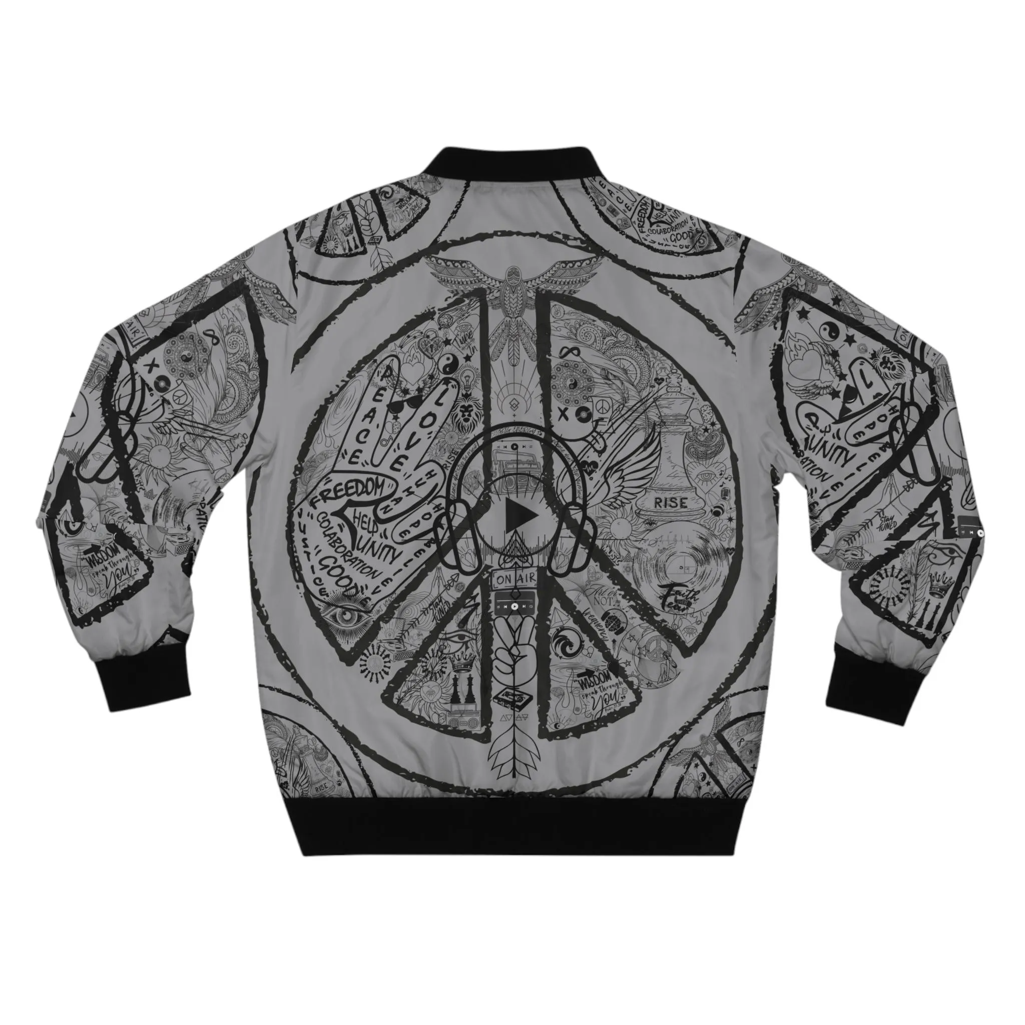 Bomber Jacket, Men´s PEACE and LOVE, Grey - Image 2