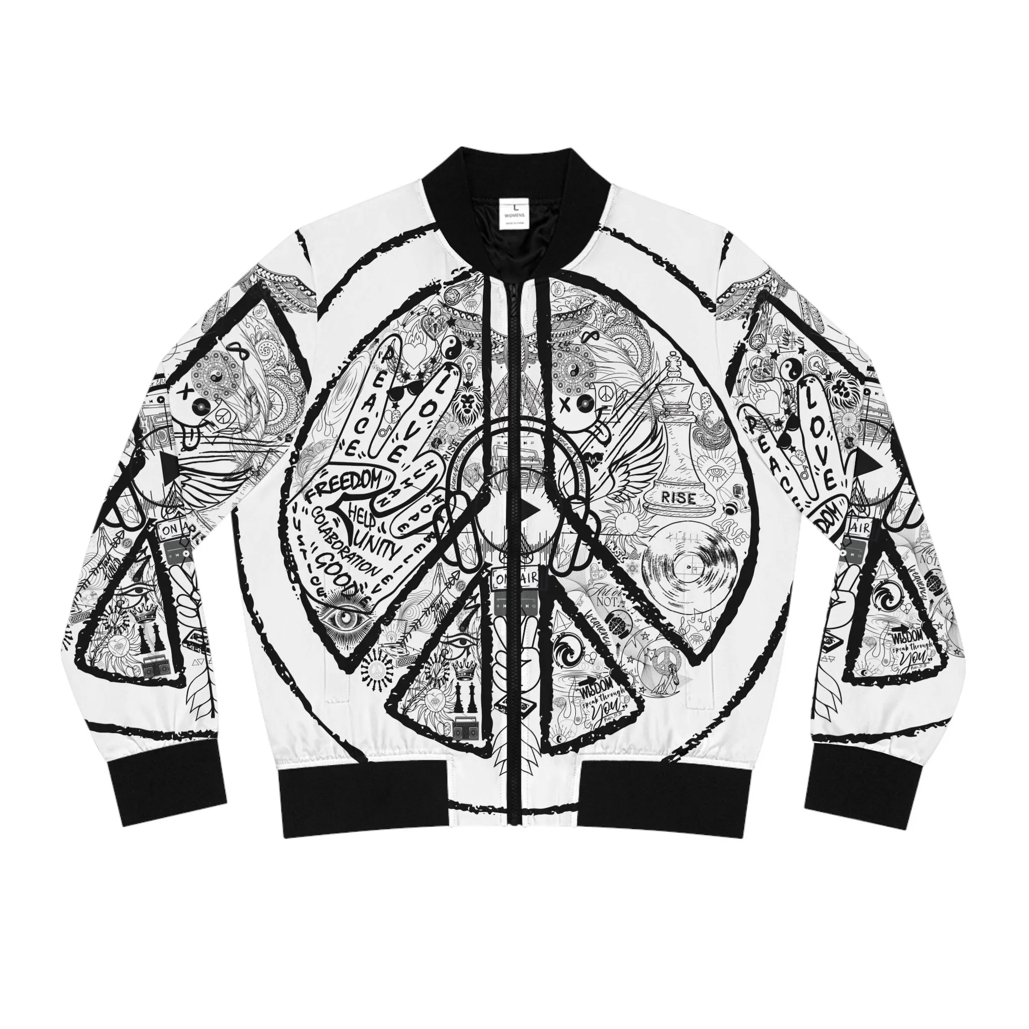 Bomber Jacket Women´s PEACE and LOVE, White