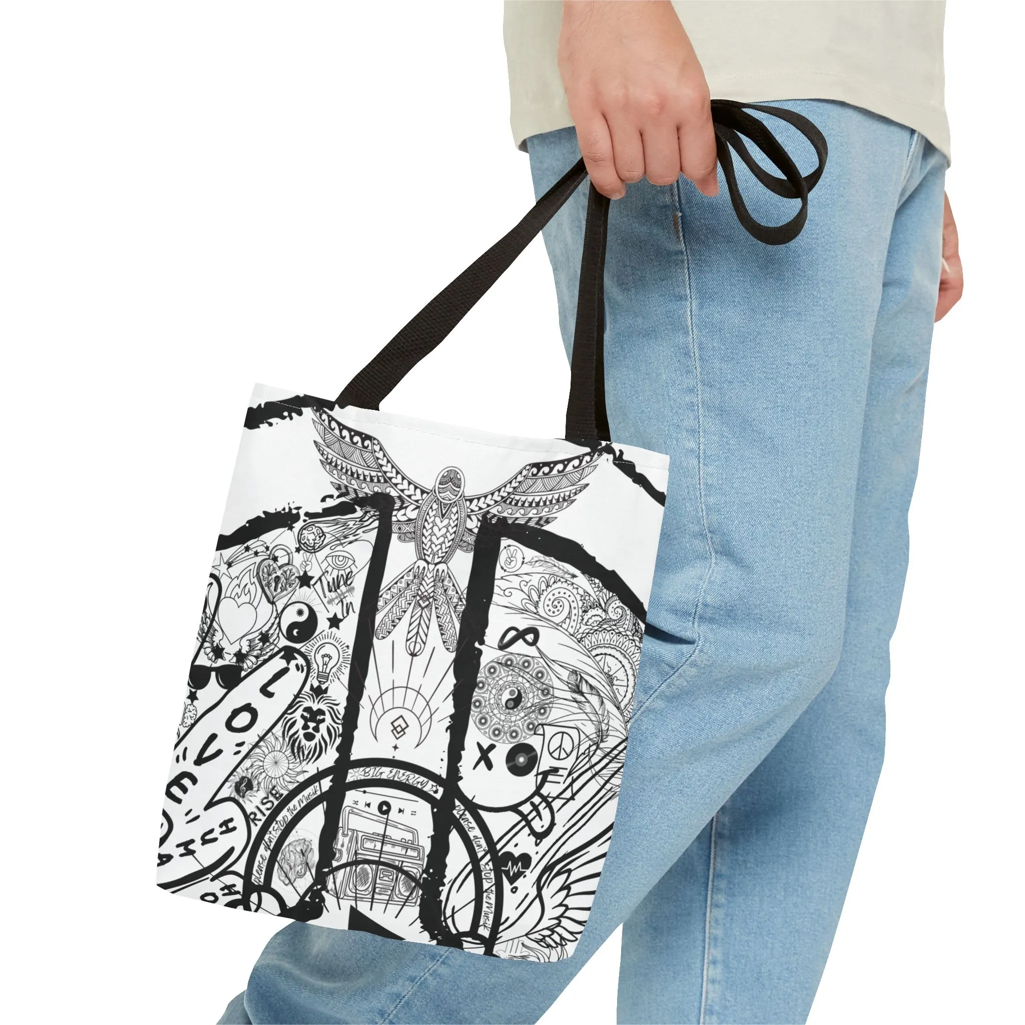 Tote Bag (AOP) PEACE and LOVE - Image 3