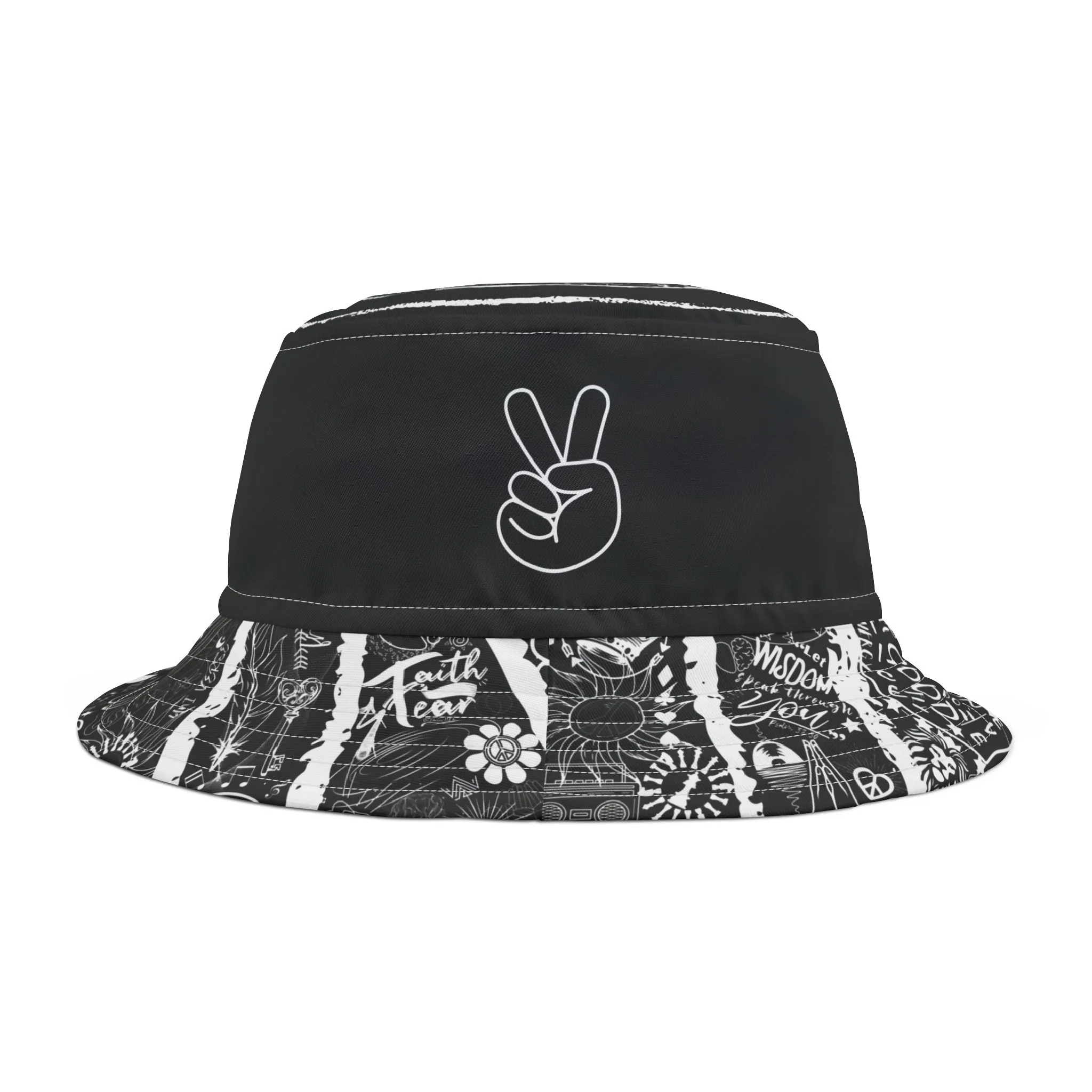 Bucket Hat PEACE&LOVE BLACK EDITION