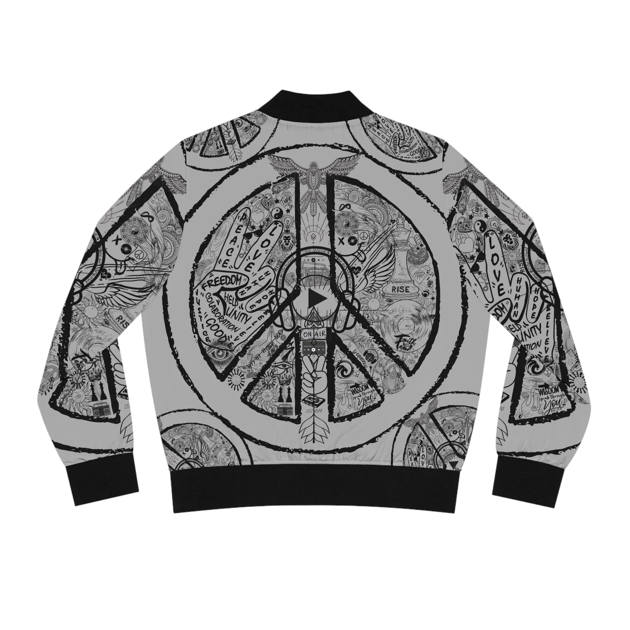 Bomber Jacket  Women´s PEACE and LOVE Light Grey - Image 2