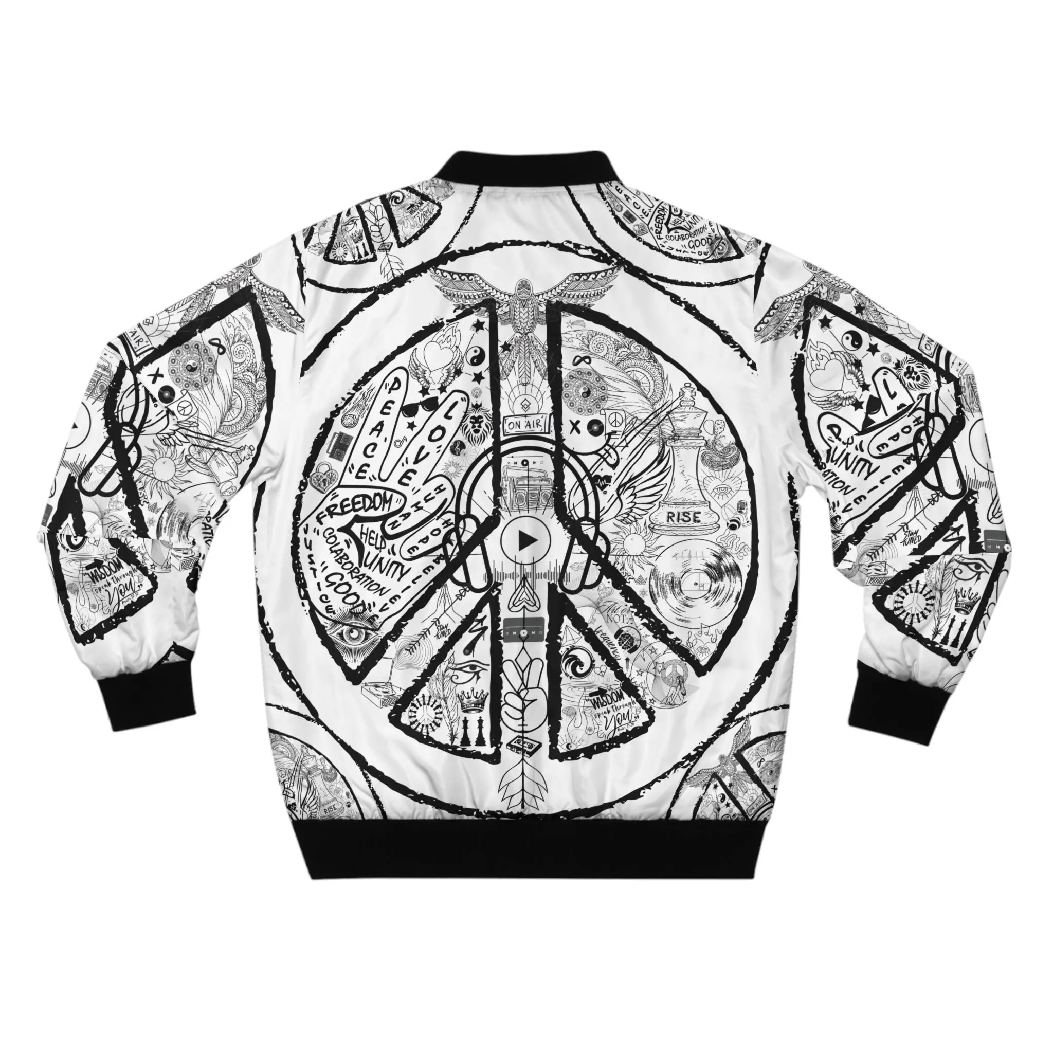 Bomber Jacket, Men´s PEACE and LOVE, White - Image 2