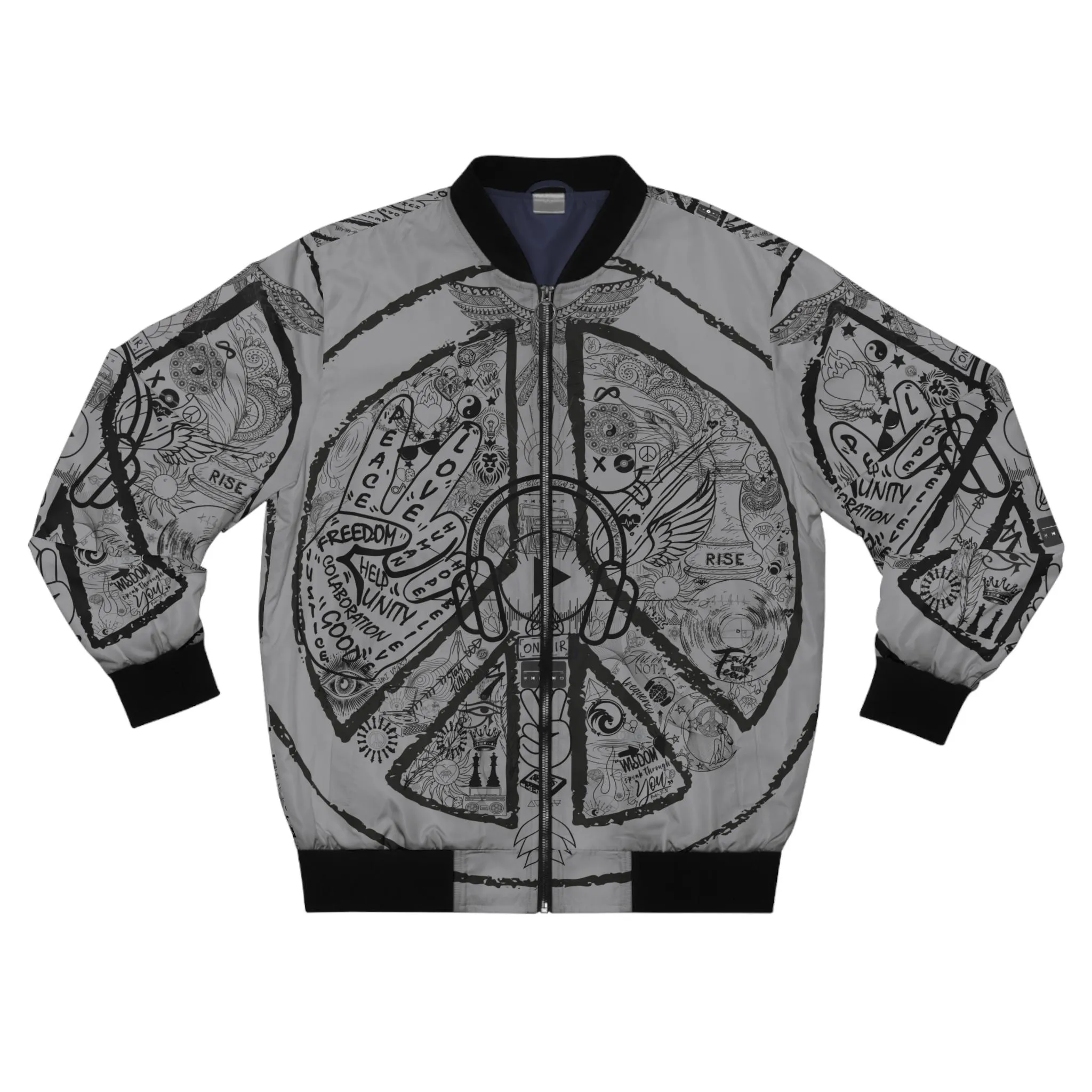 Bomber Jacket, Men´s PEACE and LOVE, Grey