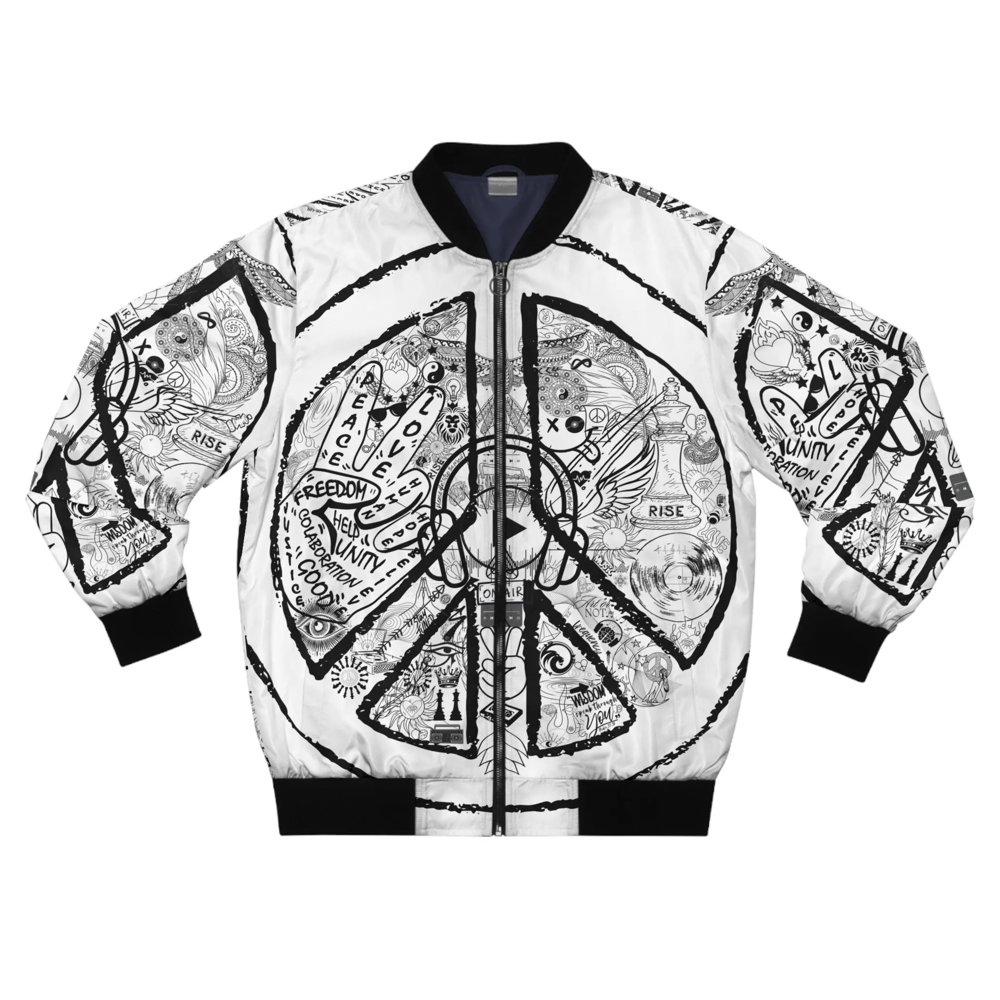 Bomber Jacket, Men´s PEACE and LOVE, White