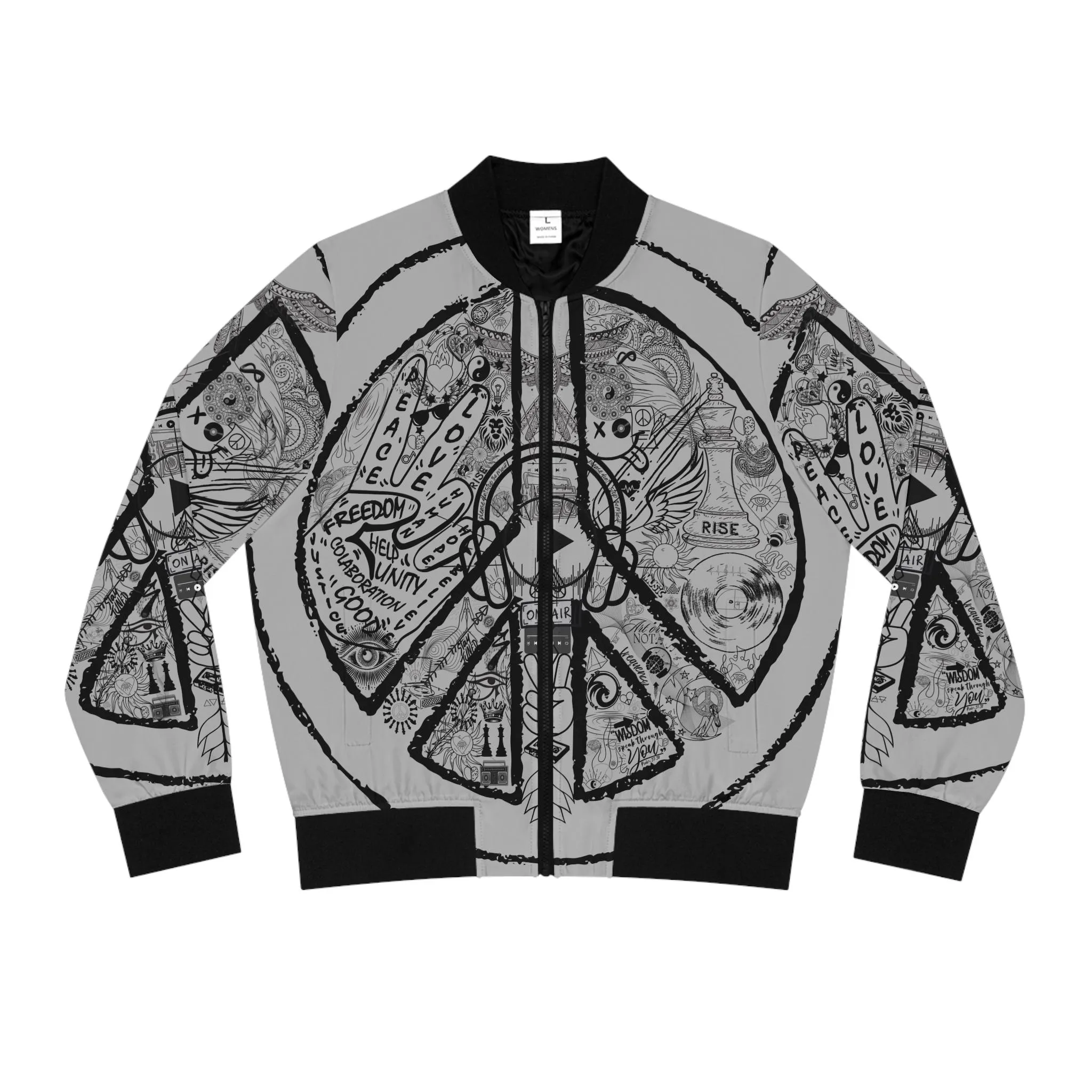 Bomber Jacket  Women´s PEACE and LOVE Light Grey
