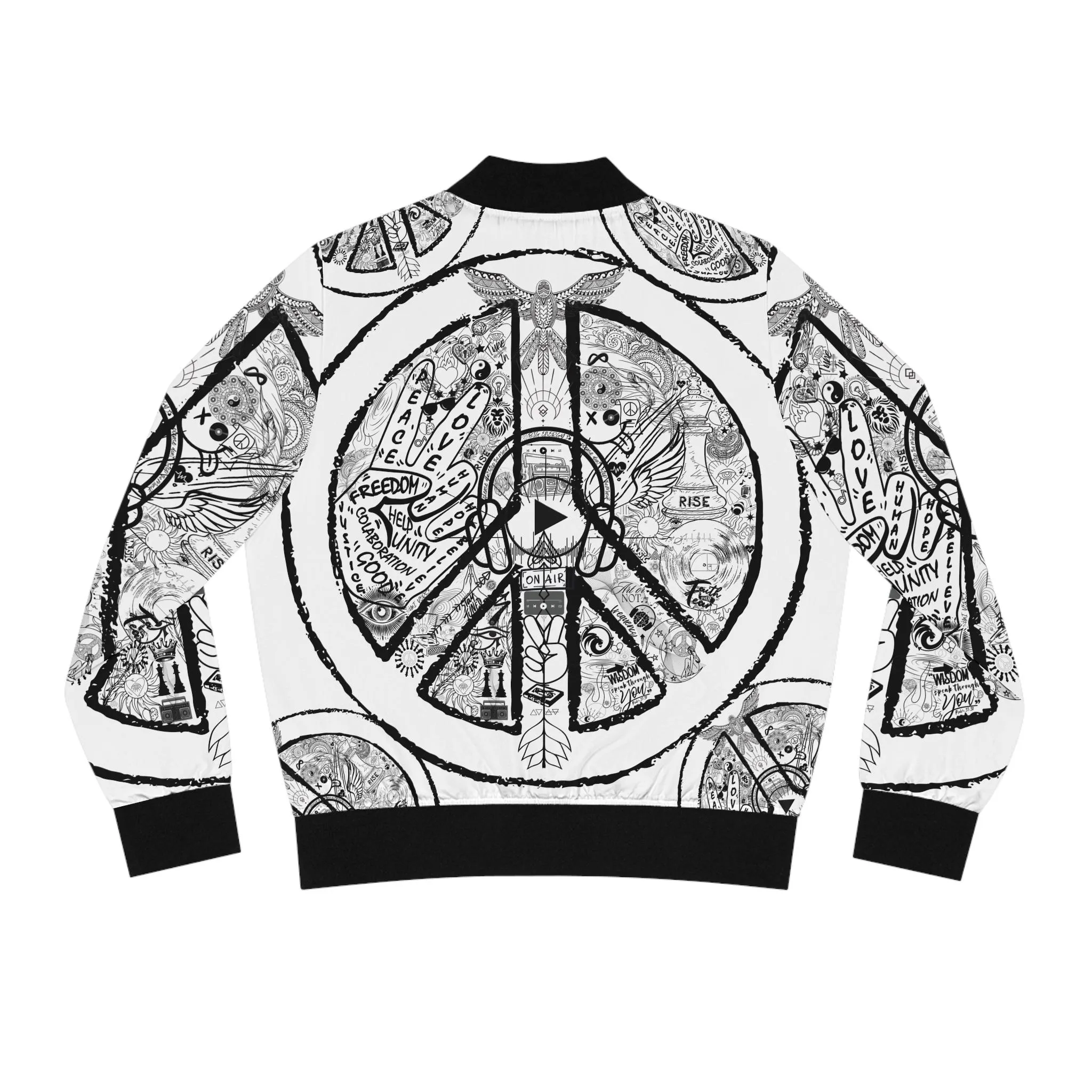Bomber Jacket Women´s PEACE and LOVE, White - Image 2
