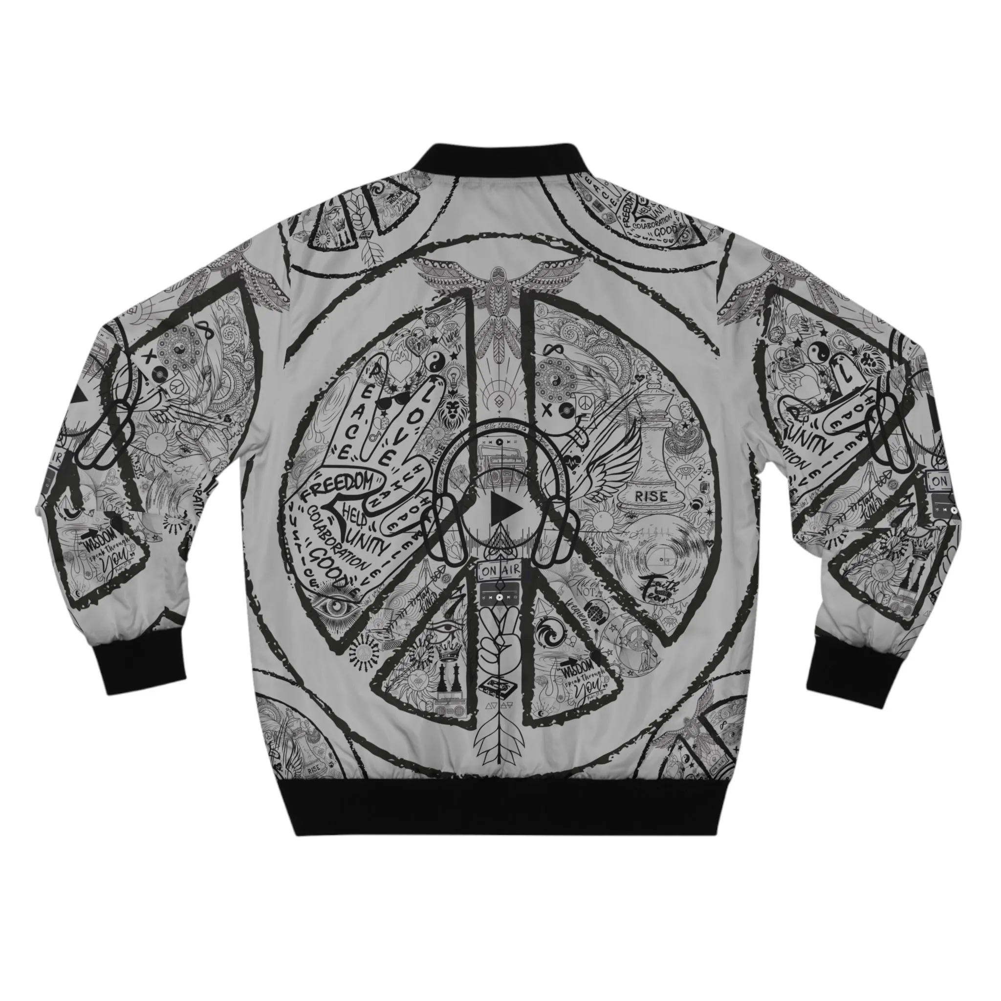 Bomber Jacket, Men´s PEACE and LOVE, Light Grey - Image 2